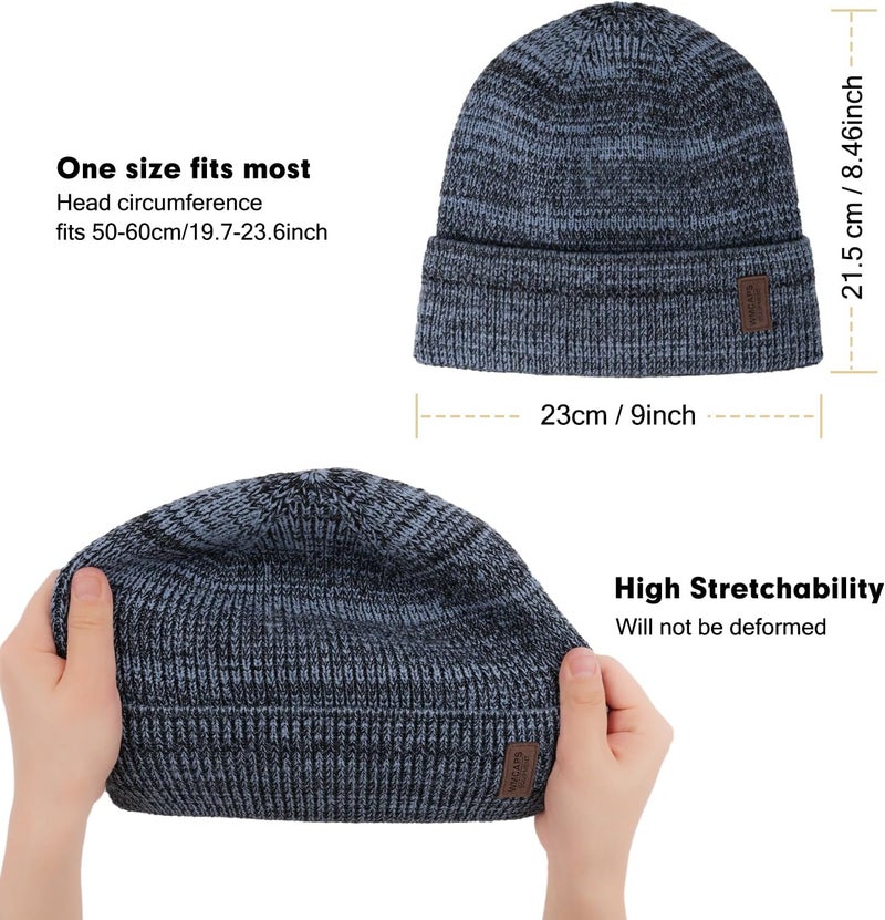 Wmcaps Winter Beanie for Men Women, Fleece Lined Beanie Soft Warm Knit Hat Ski Stocking Cuffed Cap - Image 2